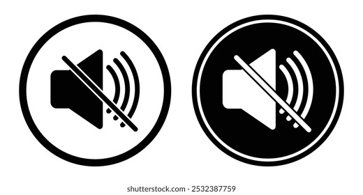 Ícone de volume sem som definido em dois estilos . Som do vetor de ícones . Ícone do botão Ativar Mudo do Alto-falante isolado no plano de fundo branco. Ilustração vetorial.