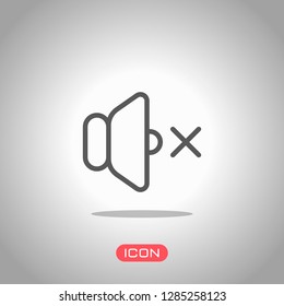 volume mute icon. Icon under spotlight. Gray background