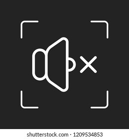 volume mute icon. White object in camera autofocus on dark background