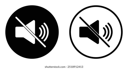 Lautstummschaltung für Vektorsymbol. Symbol "Sound off". Lautloses Tastenzeichen für den Lautsprecher. Festes Piktogramm einzeln auf weißem Hintergrund.