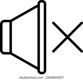 Volume Mute Vector Line Icon Design