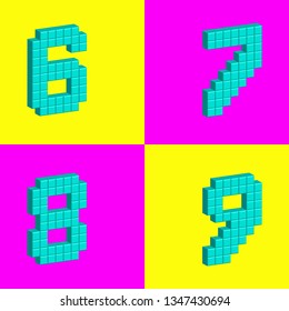 Volume numbers from cubes. Alphabet. Vector drawing.
