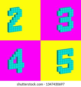Volume numbers from cubes. Alphabet. Vector drawing.
