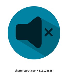 Volume off media player icon illustration. No sound vector icon. Blue flat icon