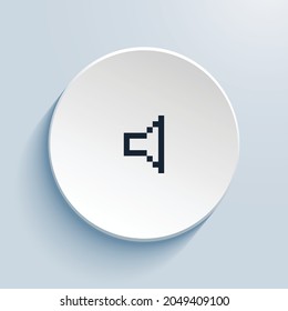 volume off pixel art icon design. Button style circle shape isolated on white background. Vector illustration
