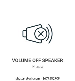 Volumen del icono vectorial del contorno del altavoz. Volumen negro en línea delgada icono de altavoz, vector plano ilustración de elemento simple de música editable y concepto multimedia trazo aislado en fondo blanco