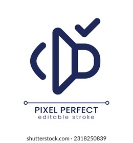 Volume on pixel perfect linear ui icon. Sound quality. Video editor setting. Adjust audio level. GUI, UX design. Outline isolated user interface element for app and web. Editable stroke