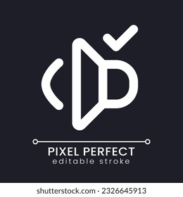 Volume on pixel perfect white linear ui icon for dark theme. Sound quality. Video editor setting. Vector line pictogram. Isolated user interface symbol for night mode. Editable stroke