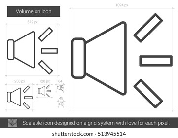 Volume on vector line icon isolated on white background. Volume on line icon for infographic, website or app. Scalable icon designed on a grid system.