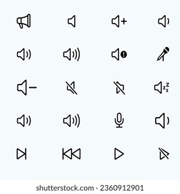 Volume Outline Icons Set - Minimal Icons Set Music Icons
