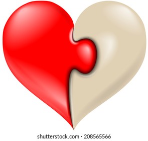 volume pair puzzle heart vector icon made of two pieces