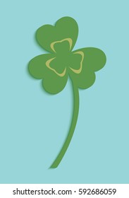 The volume paper clover with a beautiful shadow. St.Patrick 's Day. Vector illustration.