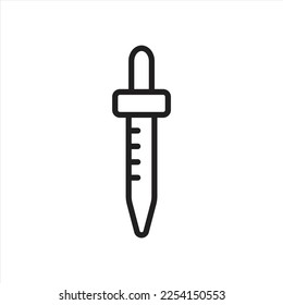 Icono de línea de tubería de volumen, vector, icono de herramientas de laboratorio químico.