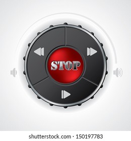 Volume and playback control gauge design with hexagon textured background 