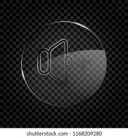 volume plus icon. Icon in circle glass bubble on dark transparent grid. Glass style