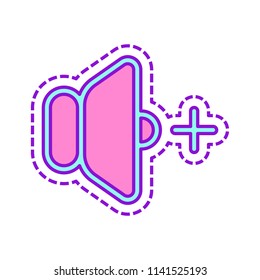 volume plus icon. Colored sketch with dotted border on white background