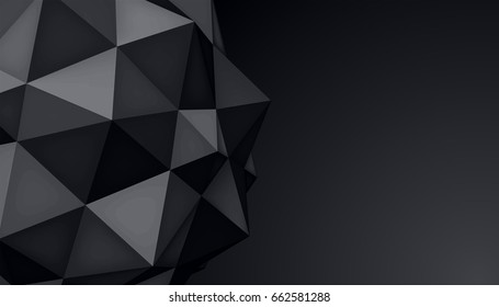 Volume polyhedron black star, 3d object, geometry shape, mesh version, dark origami crystal, abstract vector background for you project