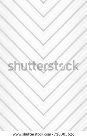 Volume realistic embossing texture, arrow, corner strips, white 3d geometric pattern, design vector light background