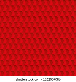 Volume realistic red seamless cubes texture, geometric tiles pattern, vector  design background for you projects 