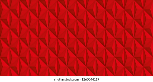 Volume realistic red texture, geometric seamless tiles pattern, vector design background for you projects 