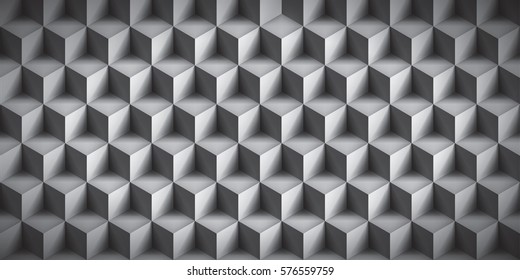 Volume Realistic Texture, Cubes, Gray 3d Geometric Pattern, Design Vector Background