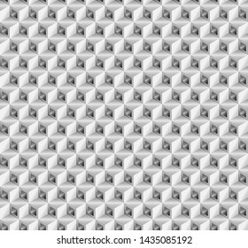 Volume realistic texture, gray 3d Cubes squares geometric pattern, design vector seamless Abstract background. use for wallpaper, webpage, tiling, layout