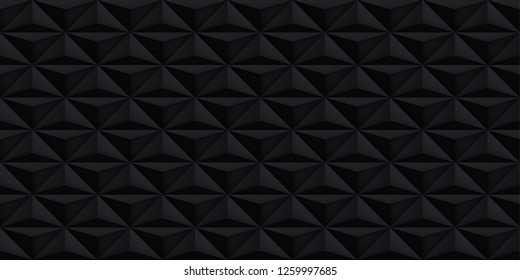 Volume realistic vector black texture, geometric seamless tiles pattern, design dark background for you projects 