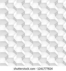 Volume realistic vector cubes texture, light geometric seamless tiles pattern, design white background for you projects 