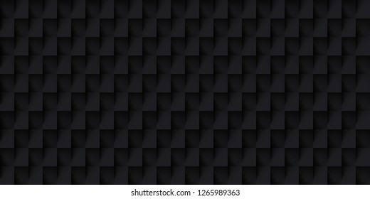 Volume realistic vector cubes texture, dark geometric seamless tiles pattern, design black background for you projects 