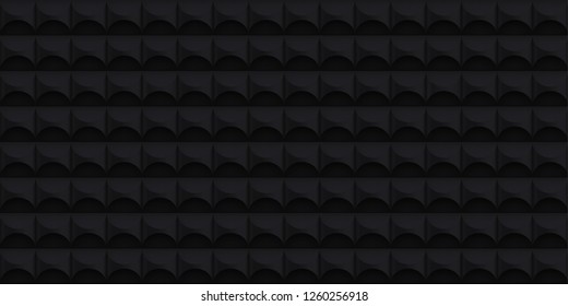 Volume realistic vector cylinder texture, dark geometric seamless tiles pattern, design black background for you projects