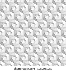 Volume realistic vector hexagon seamless  pattern, light geometric tiles texture, design white background for you projects 