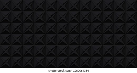 Volume realistic vector stars texture, dark geometric seamless tiles pattern, design black background for you projects 