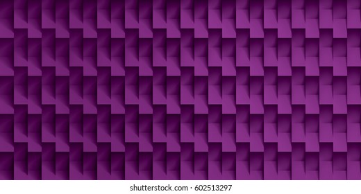 Volume realistic vector texture, purple cubes, steps geometric pattern, design wallpaper