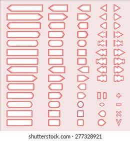 Volume red buttons for design internet pages of different sizes and shapes