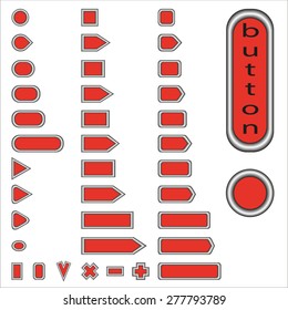 Volume red buttons for design internet pages of different sizes and shapes