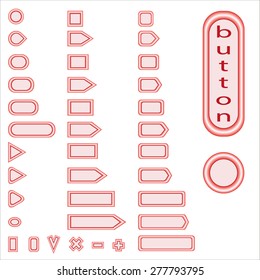 Volume red buttons for design internet pages of different sizes and shapes
