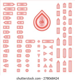Volume red buttons for design internet pages of different sizes and shapes