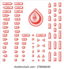 Volume red buttons for design internet pages of different sizes and shapes