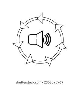 Volume reduce icon. Low noise level symbol. less hear icon. Reduction quiet icon. Speaker symbol. Vector illustration. EPS 10.