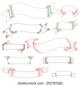Volume ribbons with noise shadows. Elements for design and decoration