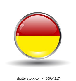 Volume round glass button red yellow