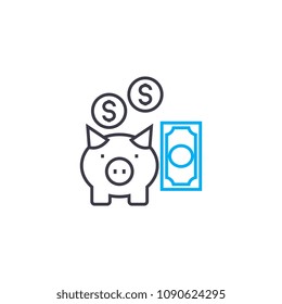 Volume of savings vector thin line stroke icon. Volume of savings outline illustration, linear sign, symbol concept.