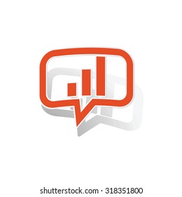 Volume scale message sticker, orange chat bubble with image inside, on white background