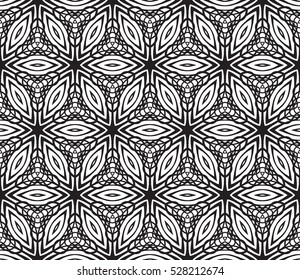 volume seamless pattern of abstract floral ornament. vector illustration. black and white. for design, interior, wallpaper, invitation