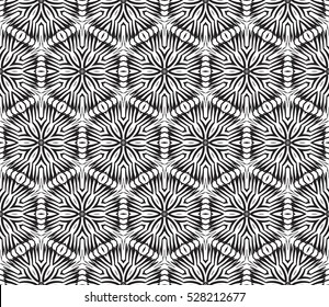 volume seamless pattern of abstract floral ornament. vector illustration. black and white. for design, interior, wallpaper, invitation