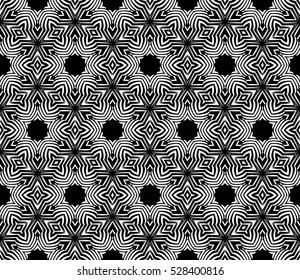 volume seamless pattern of abstract floral ornament. vector illustration. black and white. for design, interior, wallpaper, invitation