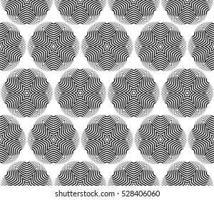 volume seamless pattern of abstract floral ornament. vector illustration. black and white. for design, interior, wallpaper, invitation