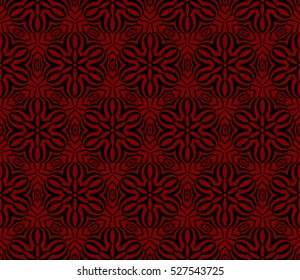 volume seamless pattern of floral ornament. vector illustration. black and red.