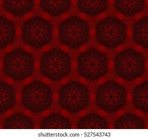 volume seamless pattern of floral ornament. vector illustration. black and red.