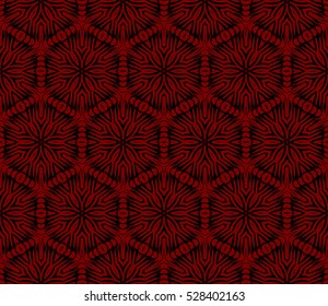 volume seamless pattern of floral ornament. vector illustration. black and red.